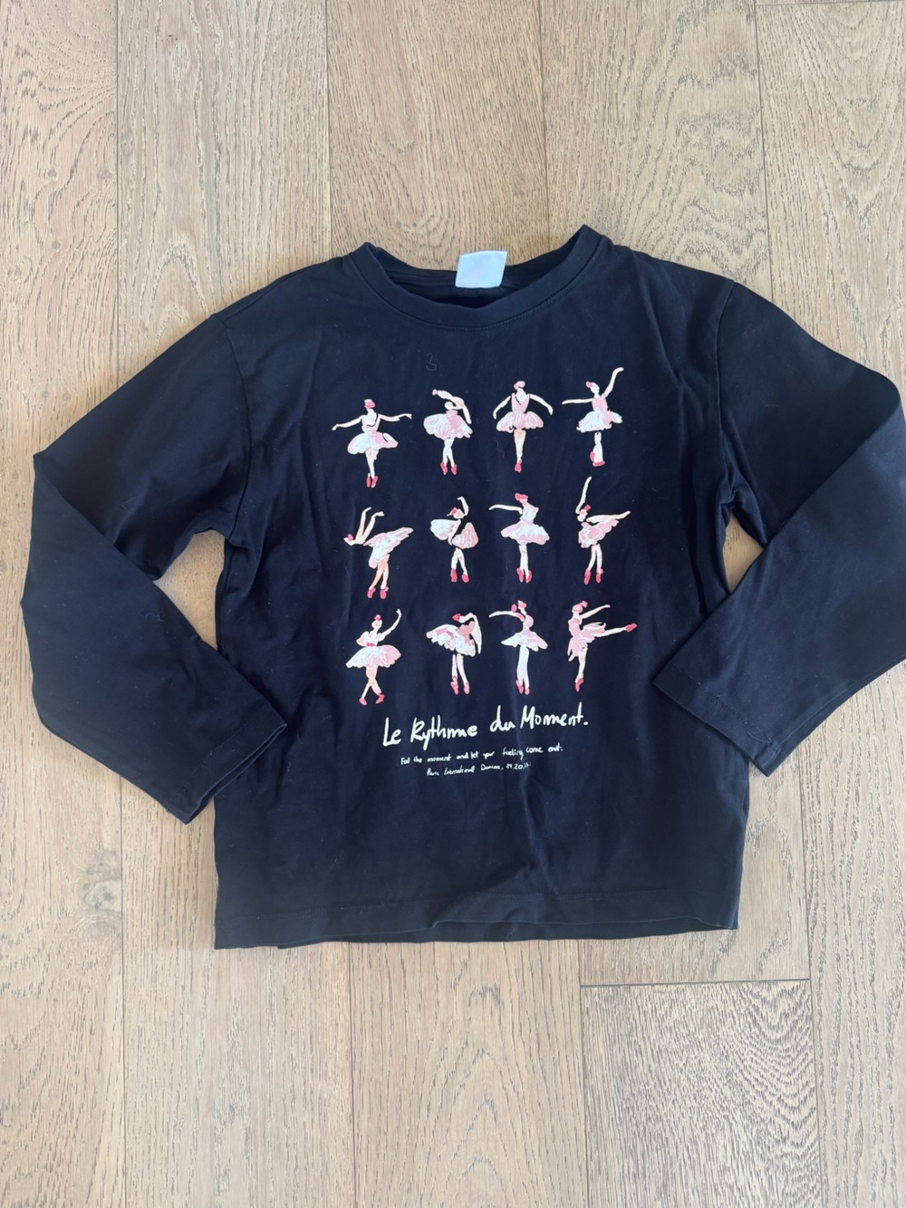 Zara Girls Long Sleeve Ballet Tee Black Size 8-9